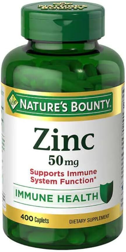 Nature’s Bounty Zinc 50 mg, Immune Health 400 Caplets Exp 06/2028 Free Shipping