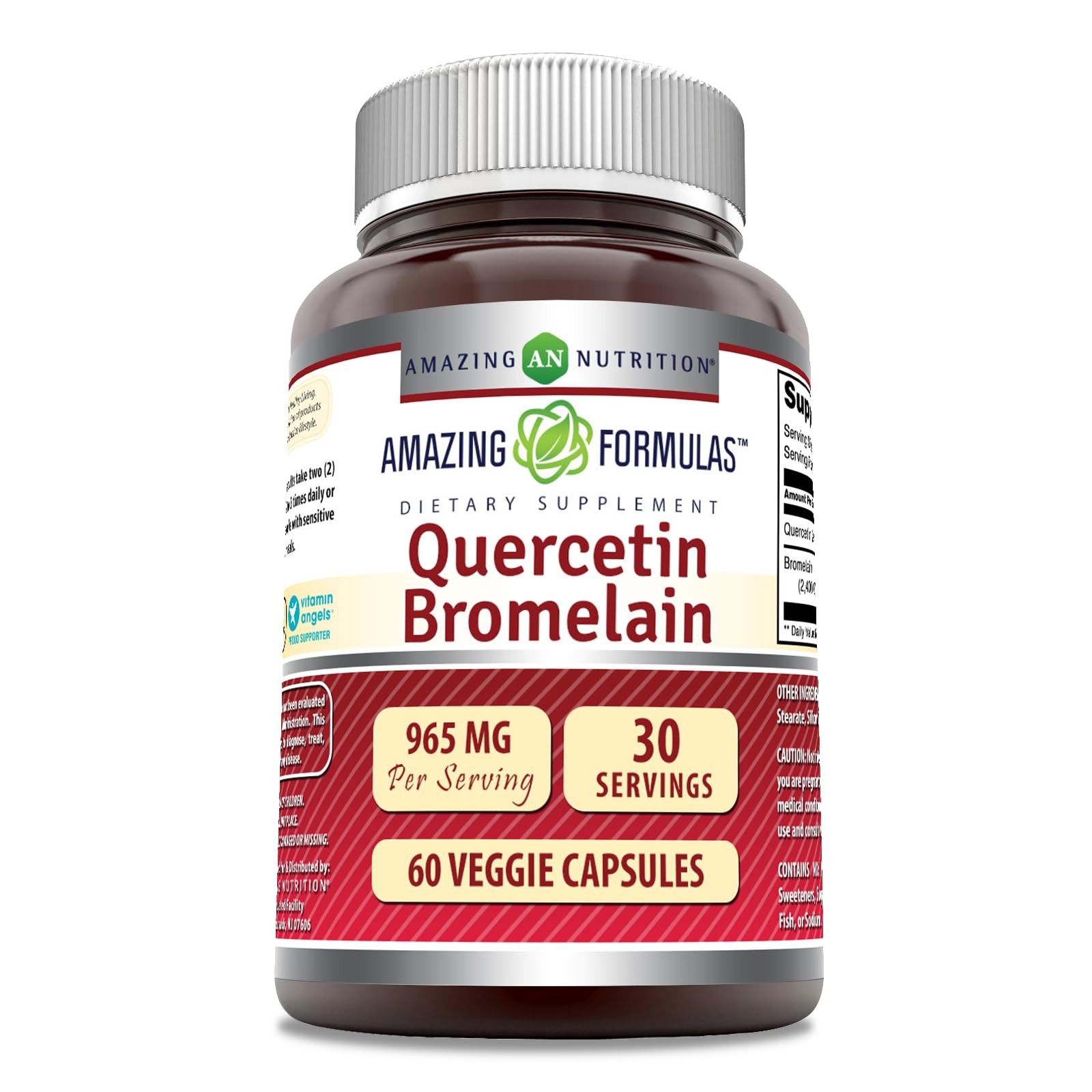 Amazing Nutrition Quercetin 800mg Bromelain 165mg Antioxidant Supplement 60 V…