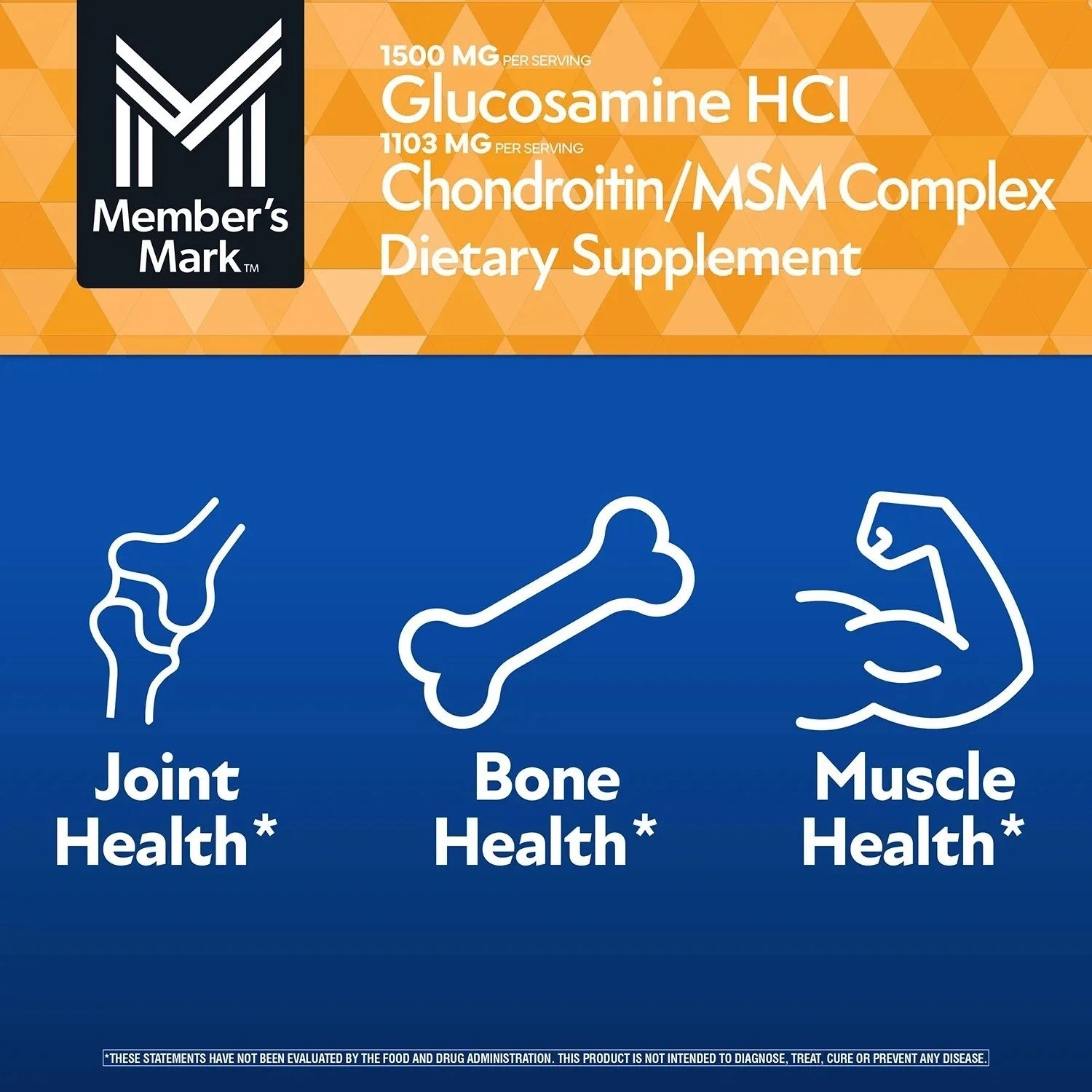 Member’s Mark Glucosamine HCL and Chondroitin/MSM Complex Tablets,220ct.