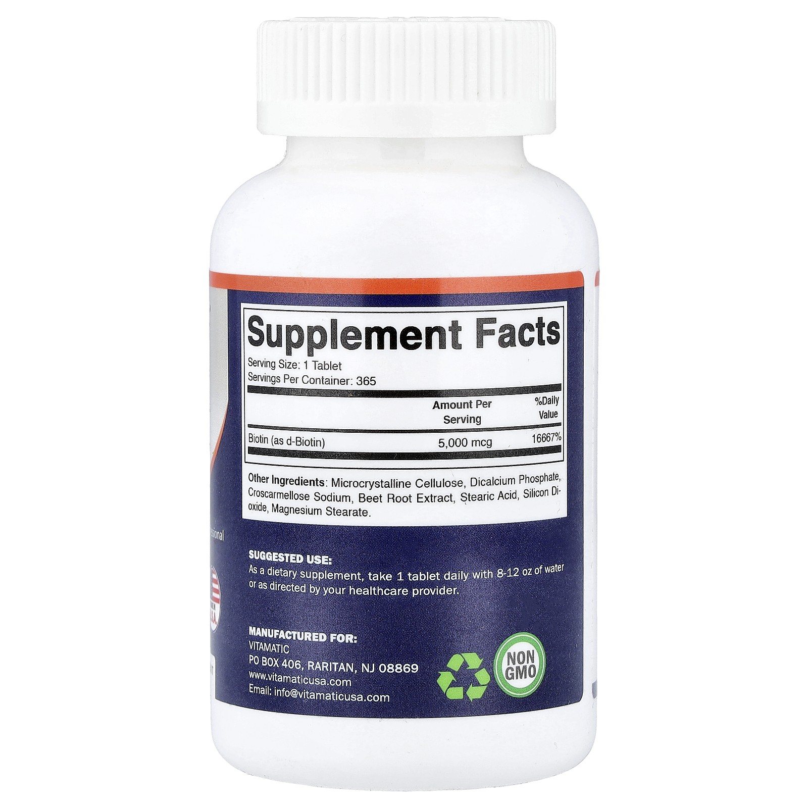 Vegan Biotin, 5,000 mcg, 365 Tablets