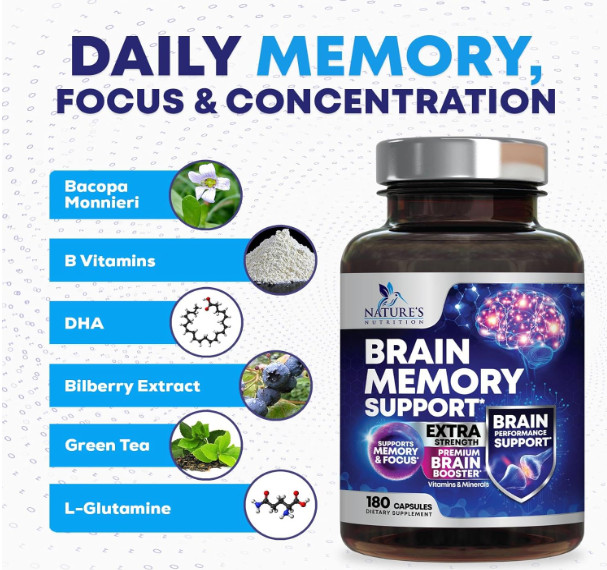 Brain Memory Supplement Focus Cognitive Support Mental Clarity Nootropic Formula