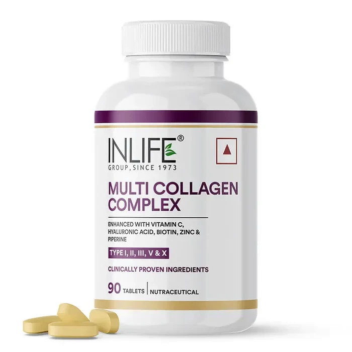 INLIFE Multi Collagen Complex Skin, Hair, Nails, Joint & Bone Support, 90 Tabs
