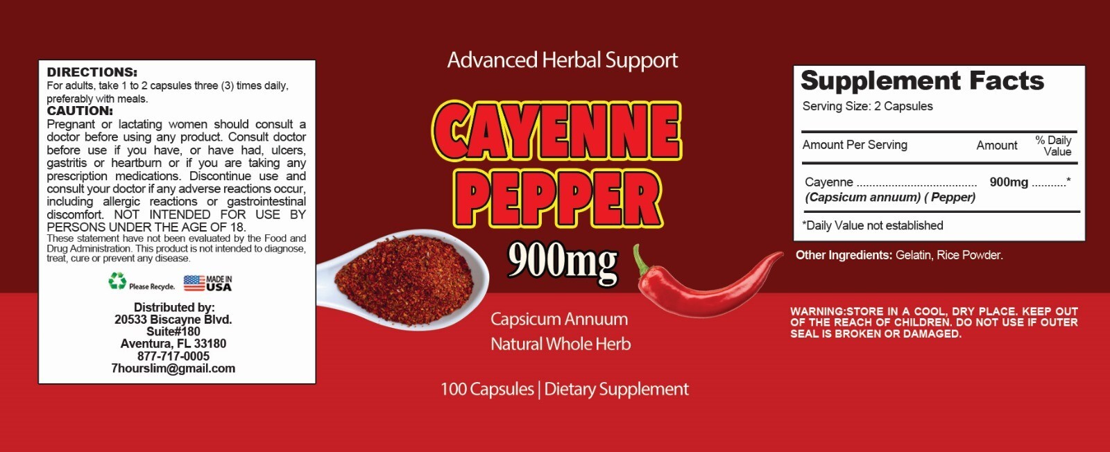 Amazing Cayenne Pepper Capsules Support Healthy Weight Loss 100% Free Ship New