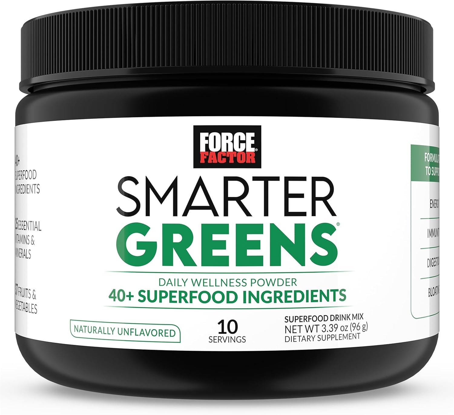 Force Factor Smarter Greens Daily Wellness Powder,Superfood Powder 40+Superfoods