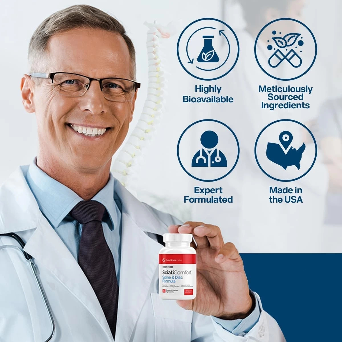 SciatiEase SciatiComfort Spine and Disc Support Supplement Sciatic Nerve Health