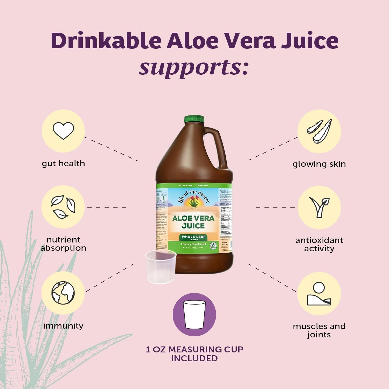 Aloe Vera Juice – Non GMO – 64 Fl Oz – For Gut Health, Wellness And Glowing Skin