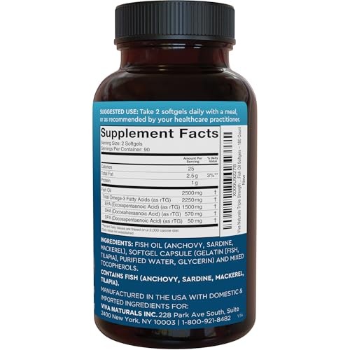 Triple Strength Fish Oil Omega 3 Supplements for Women 180 Count (Pack of 1)