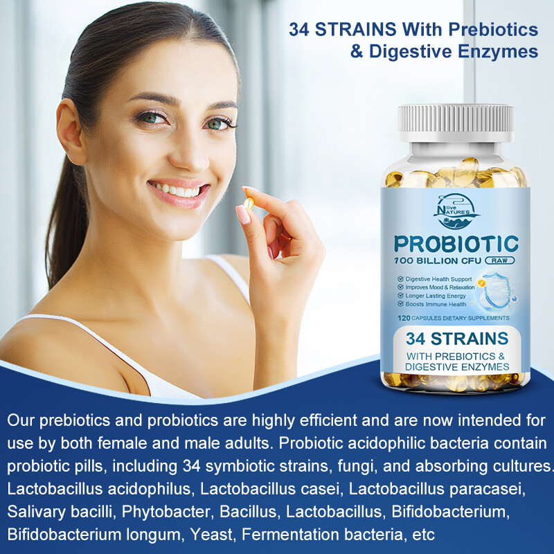 Probiotics 100 Billion CFU Potency Digestive Immune Health 120 Capsules Digestiv