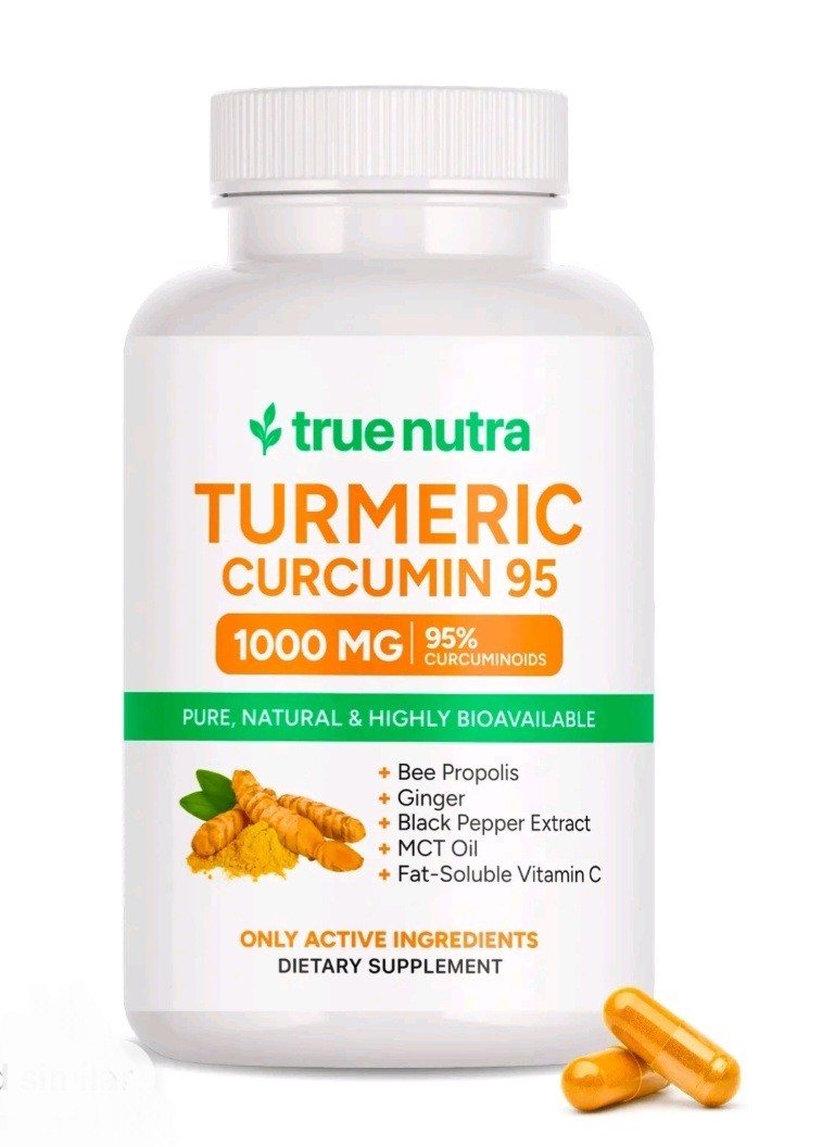 True Nutra Turmeric Curcumin 95- 1000mg Supplement 6 in 1 Ginger Bee Pollen NEW