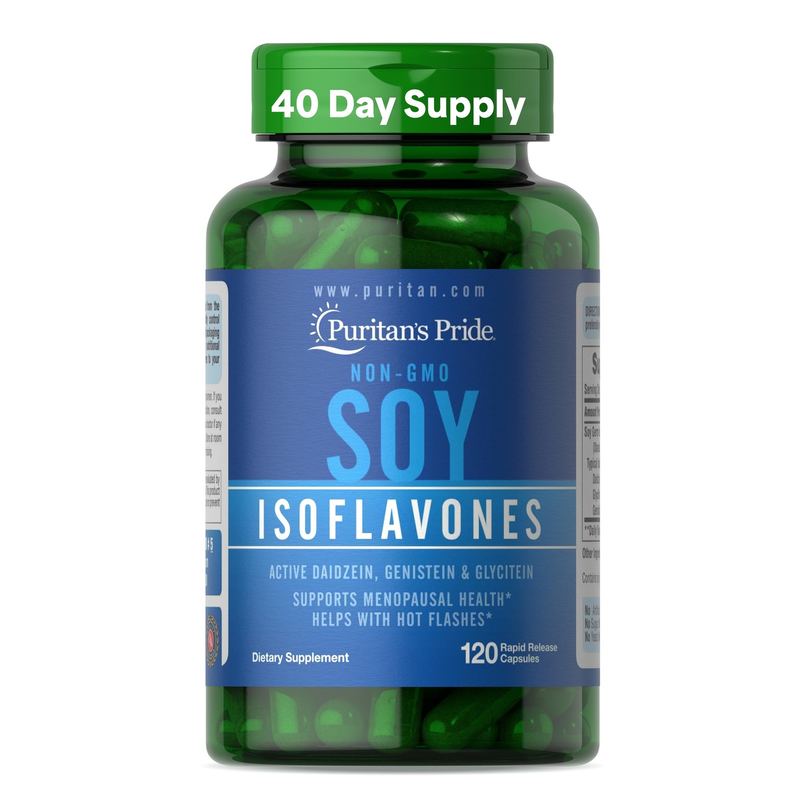 Puritan’s Pride Non-GMO Soy Isoflavones 750mg, 100 Count (Pack of 1), White