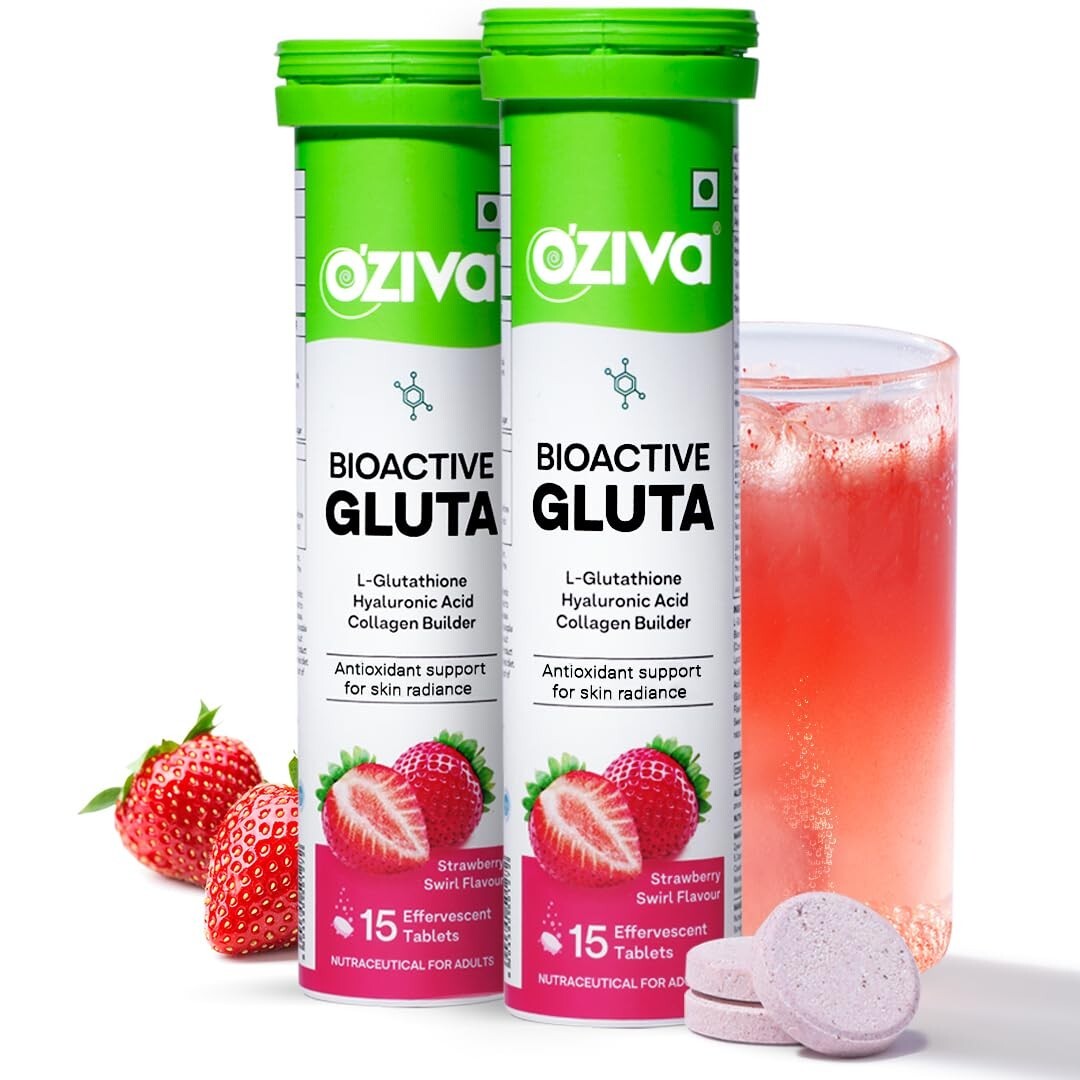 OZiva Bioactive Gluta Fizzy 30 Tabs Antioxidant Support For Skin Radiance