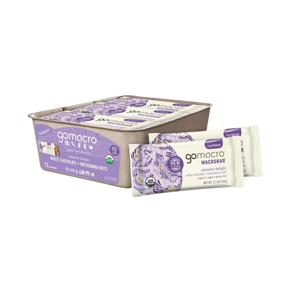GoMacro MacroBar Organic Vegan Protein Bars White Chocolate + Macadamia Nuts…