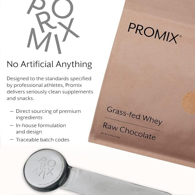 PROMIX Grass Fed Whey Protein Raw Chocolate Powder Supplement