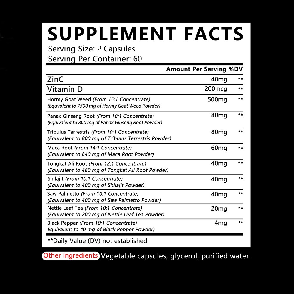 Balincer Premium Herbal Blend for Men 30/60/120 Count Muscle Strength Endurance