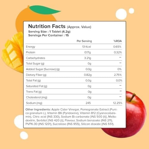 THE PLANT FIX Apple Cider Vinegar Effervescent Tablet Mango Flavour (Pack of 4)