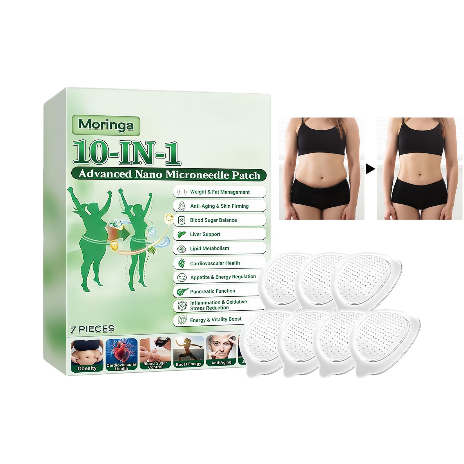 Moringa 10-IN-1 Advanced Nano Microneedle Patch – 7pcs/box