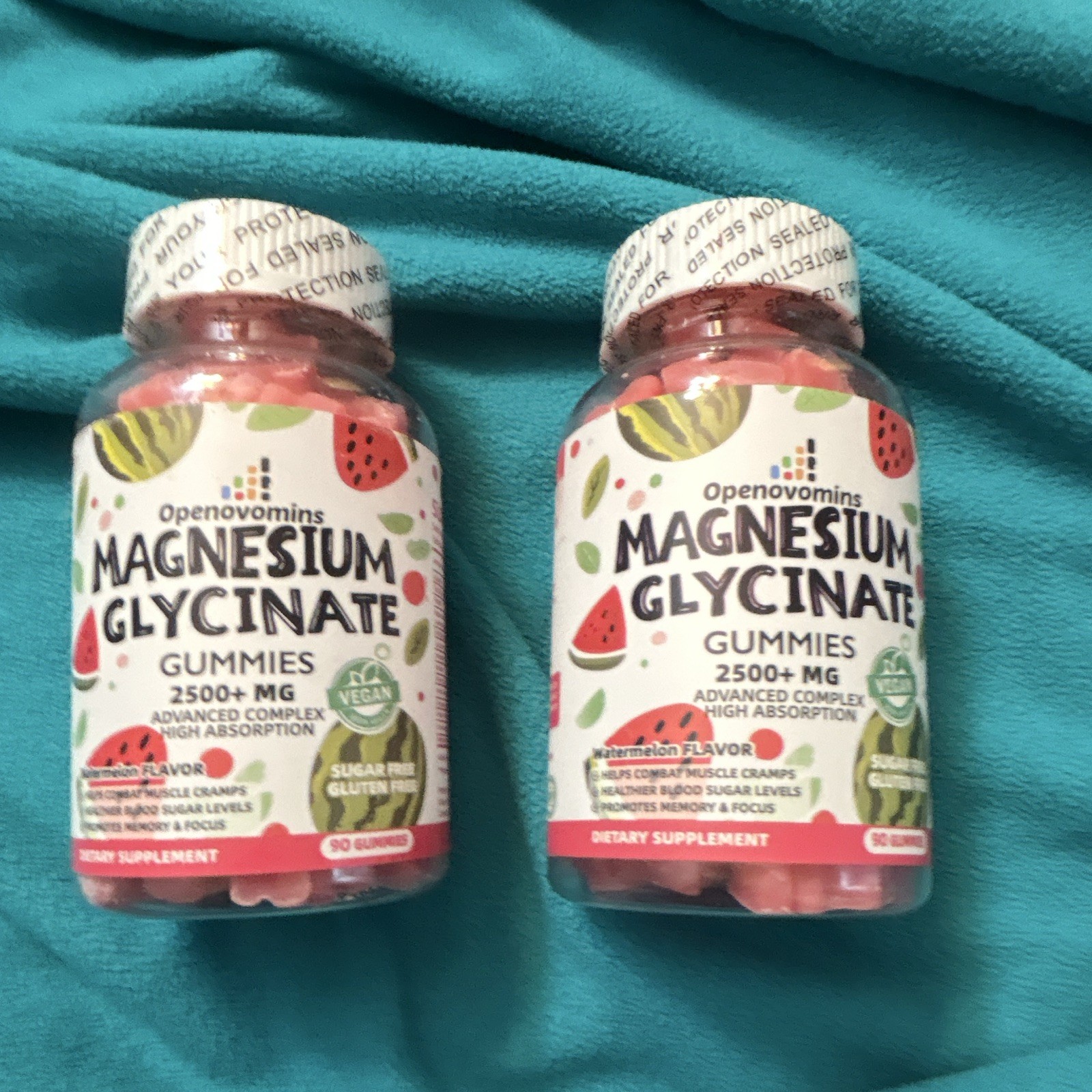 Openovomins Magnesium Glycinate Gummies 2500+mg Watermelon 90 Vegan Non-GMO