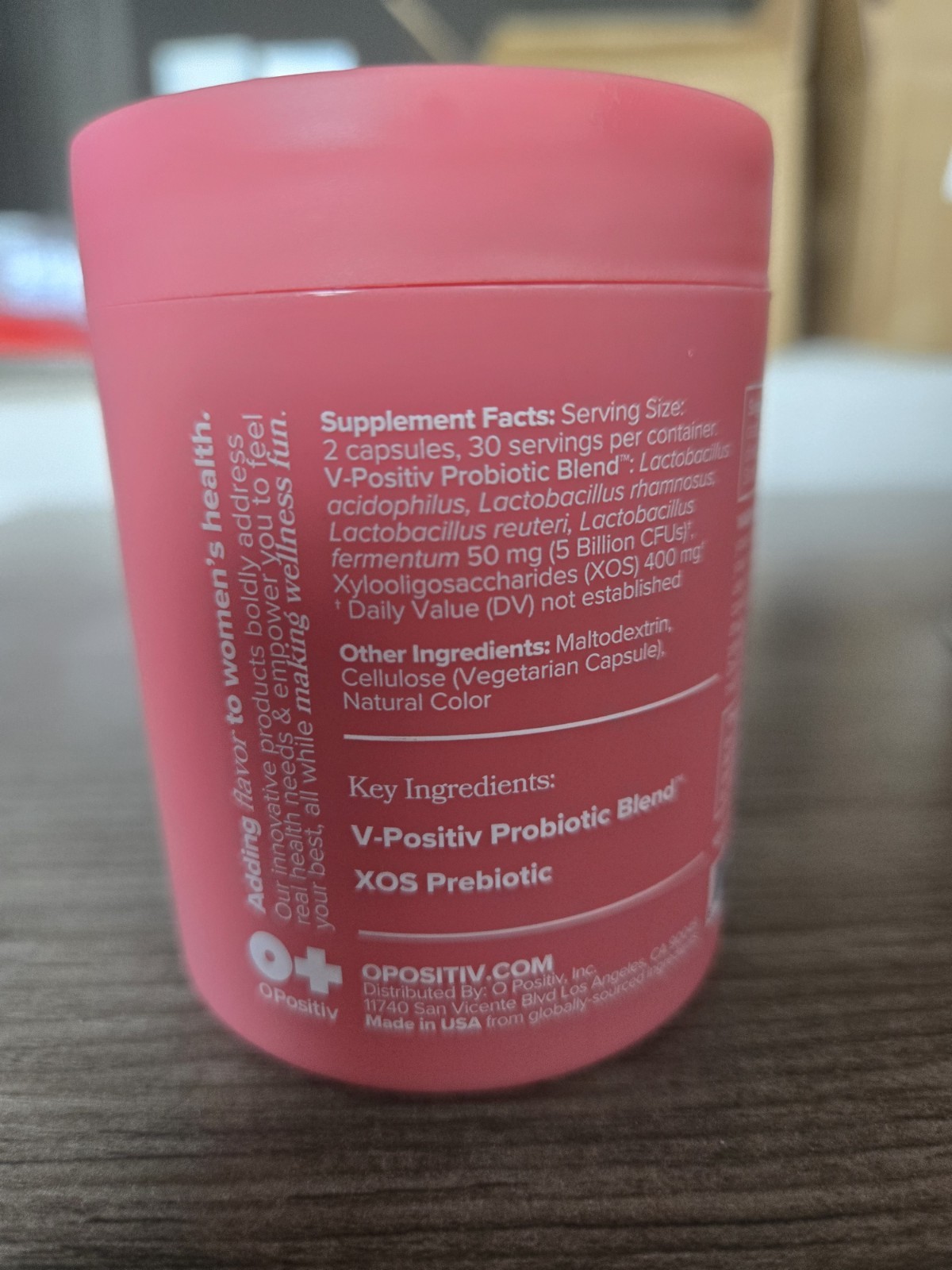 O Positiv URO Vaginal Probiotic Vegan Capsules – Pink 60ct Exp 11/14/26