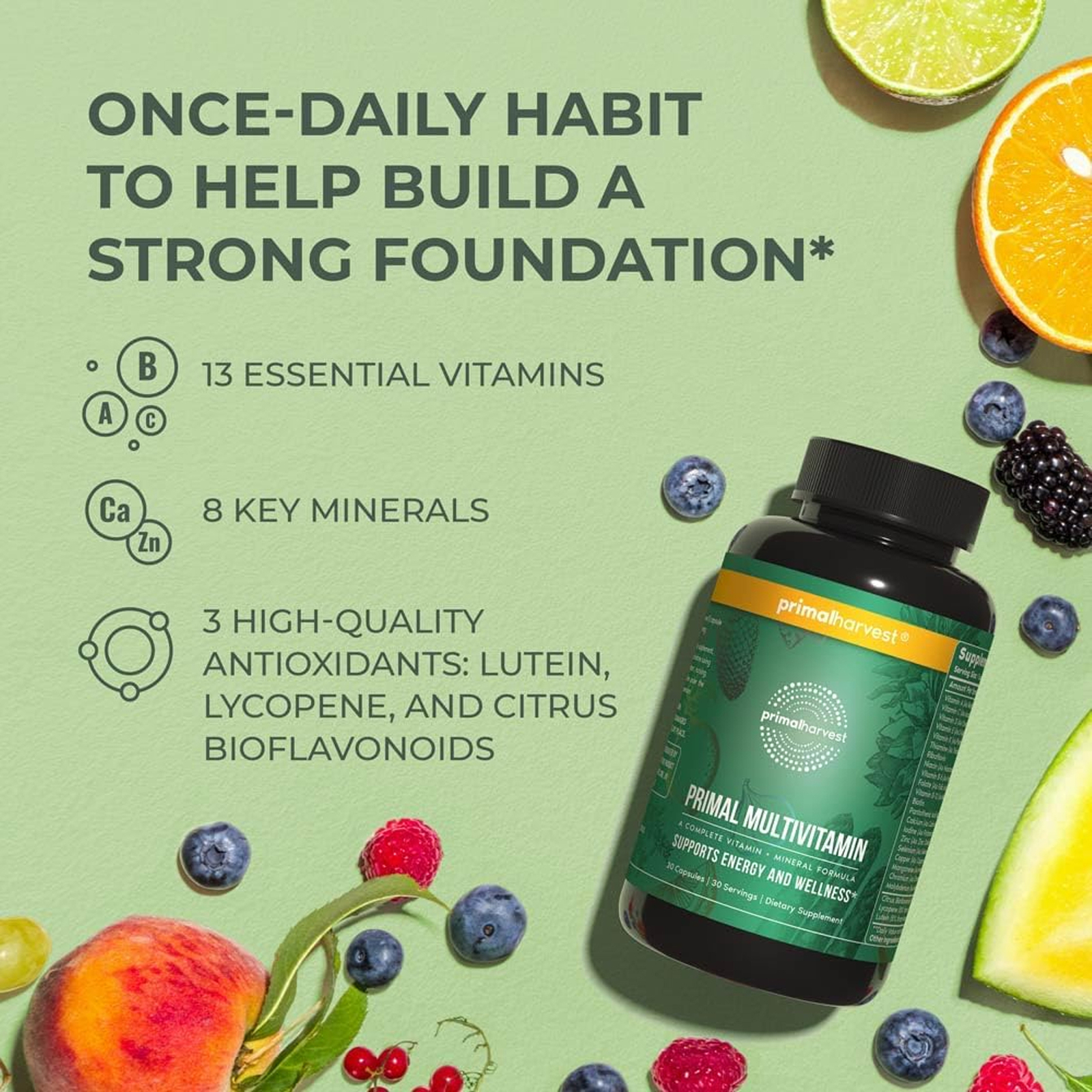 Primal Harvest Health Multivitamin – Minerals – Energy Immune Brain Heart Primal