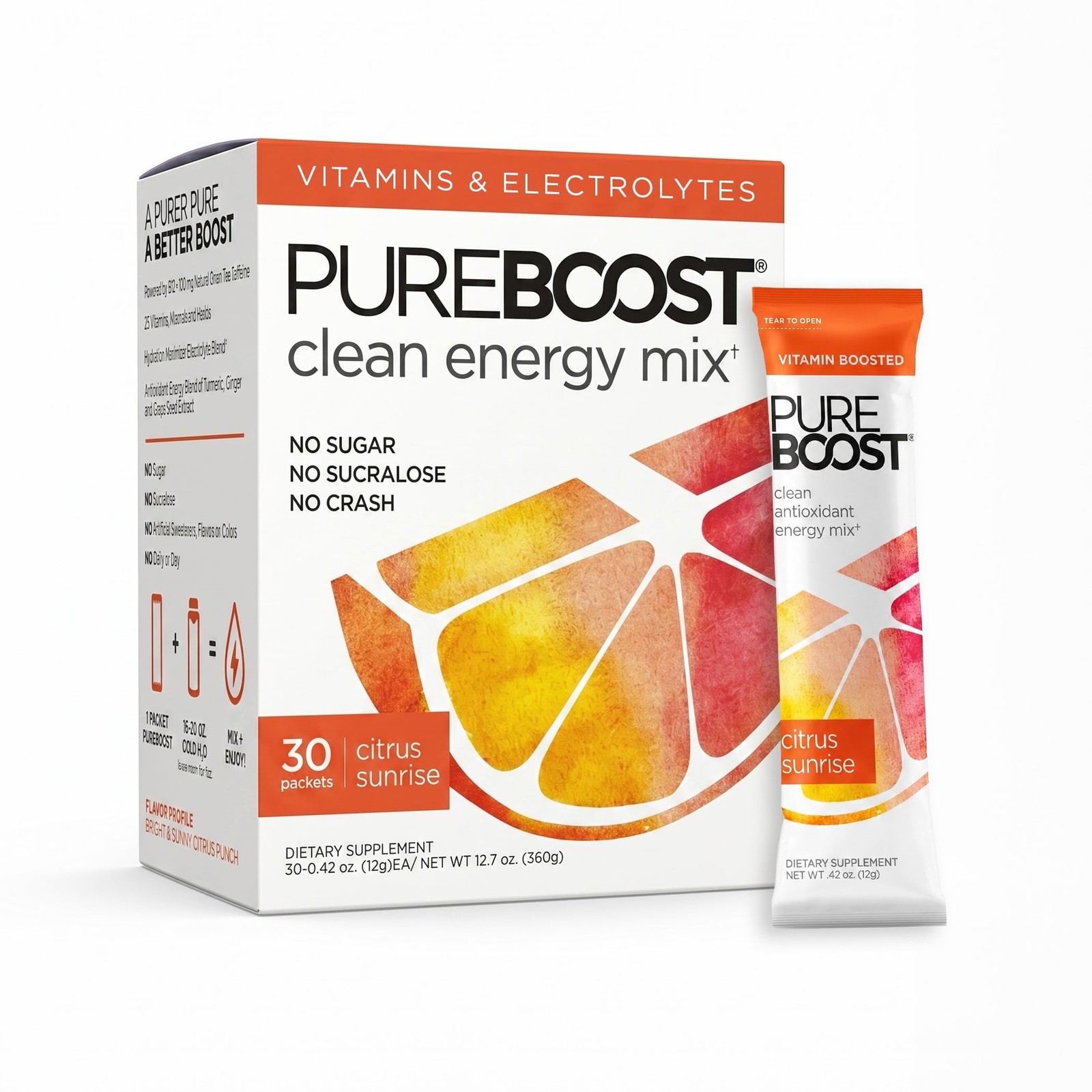 Pureboost SugarFree Clean Energy Booster, Citrus Sunrise 30 Count, Refreshing…