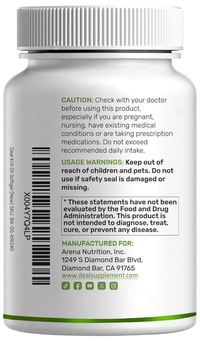 Antarctic Krill Oil 2,000 mg Per Serving, 240 Softgels | Omega3 with , DHA, P…