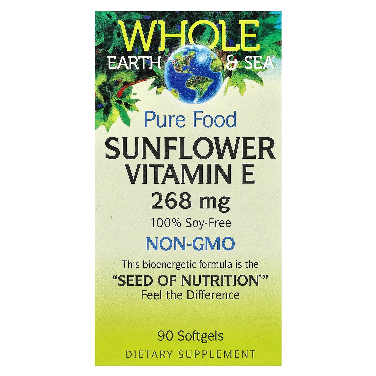 2 X Natural Factors, Whole Earth & Sea�, Pure Food, Sunflower Vitamin E, 268 mg