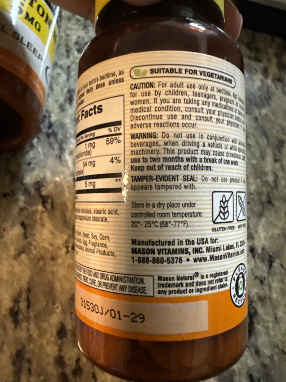 Mason Natural Melatonin 5 mg with B6 and CALCIUM 120 Ct (2 BOTTLES)