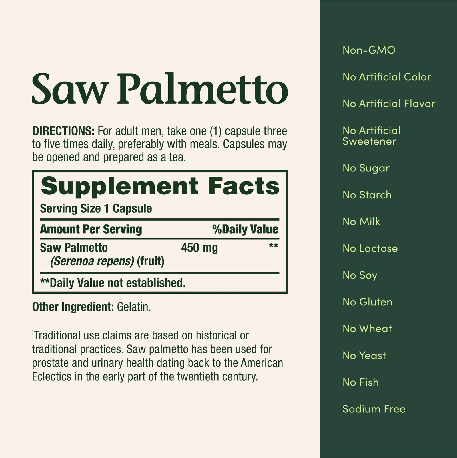 Nature’s Bounty Saw Palmetto Support for 250 Count (Pack of 1), Green