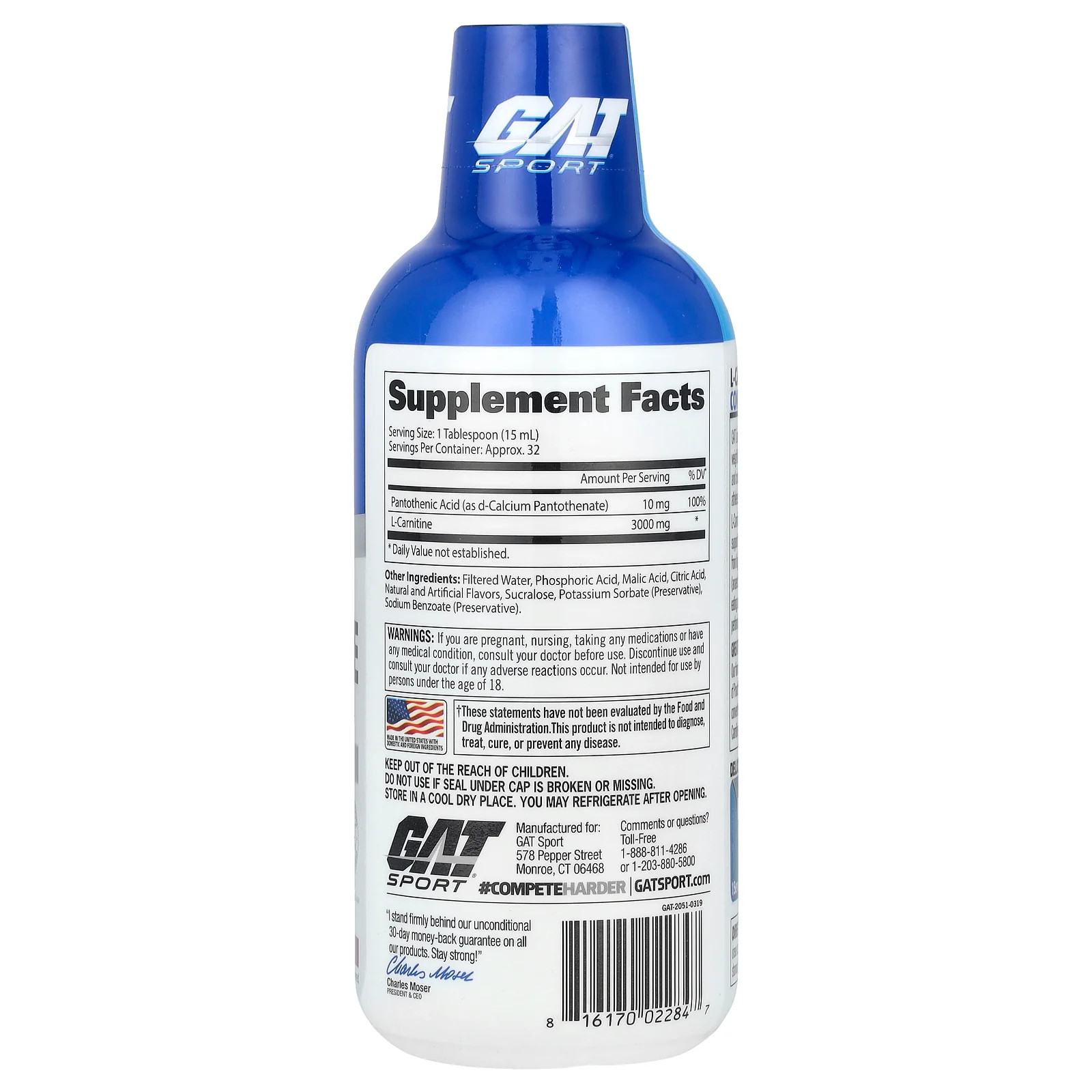 2 X GAT, L-Carnitine, Amino Acid, Mixed Berry, 3,000 mg, 16 oz (473 ml)