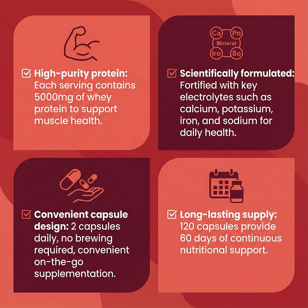 Whey Protein Capsules,100%, Maintains Muscle, Balance Muscle, Strength Health