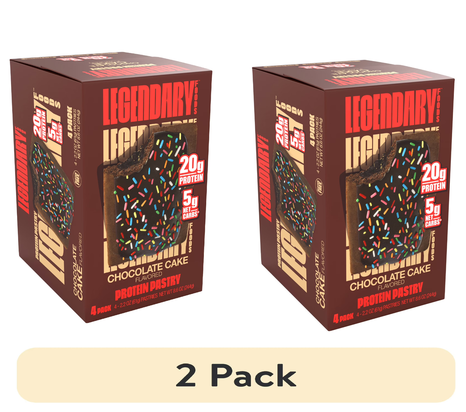 2 x 4-Pack Legendary Foods Chocolate Cake Tasty Pastry | 20g Of Protein
