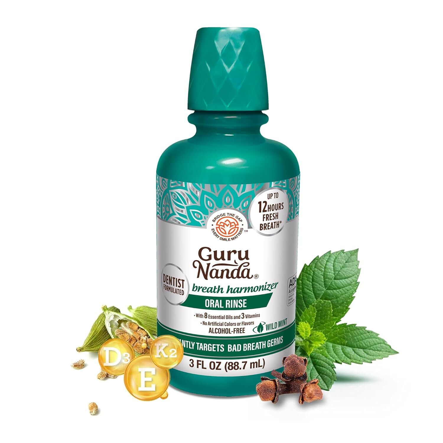 GuruNanda Oral Rinse Fresh Breath Mouthwash, ADA-Accepted 3 Fl Oz (Pack of 1)
