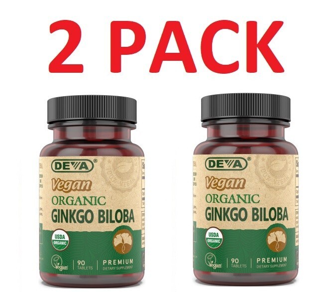 Deva Vegan Ginkgo Biloba USDA Organic 300 mg – (2 PACK)
