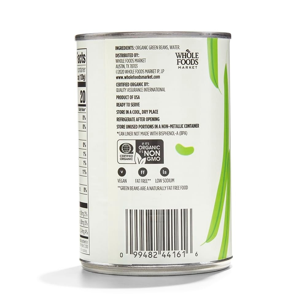Organic Cut Green Beans, No Salt Added, 14.5 Ounce Pack of 4