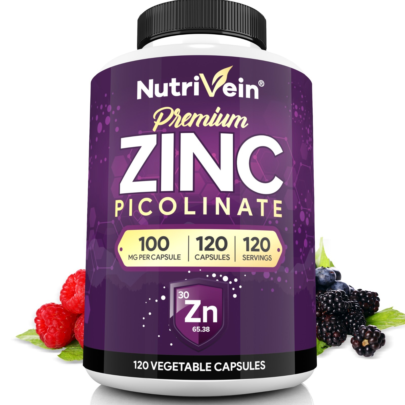 Nutrivein Zinc Picolinate 100mg – 120 Capsules – Immunity Defense Max Strength