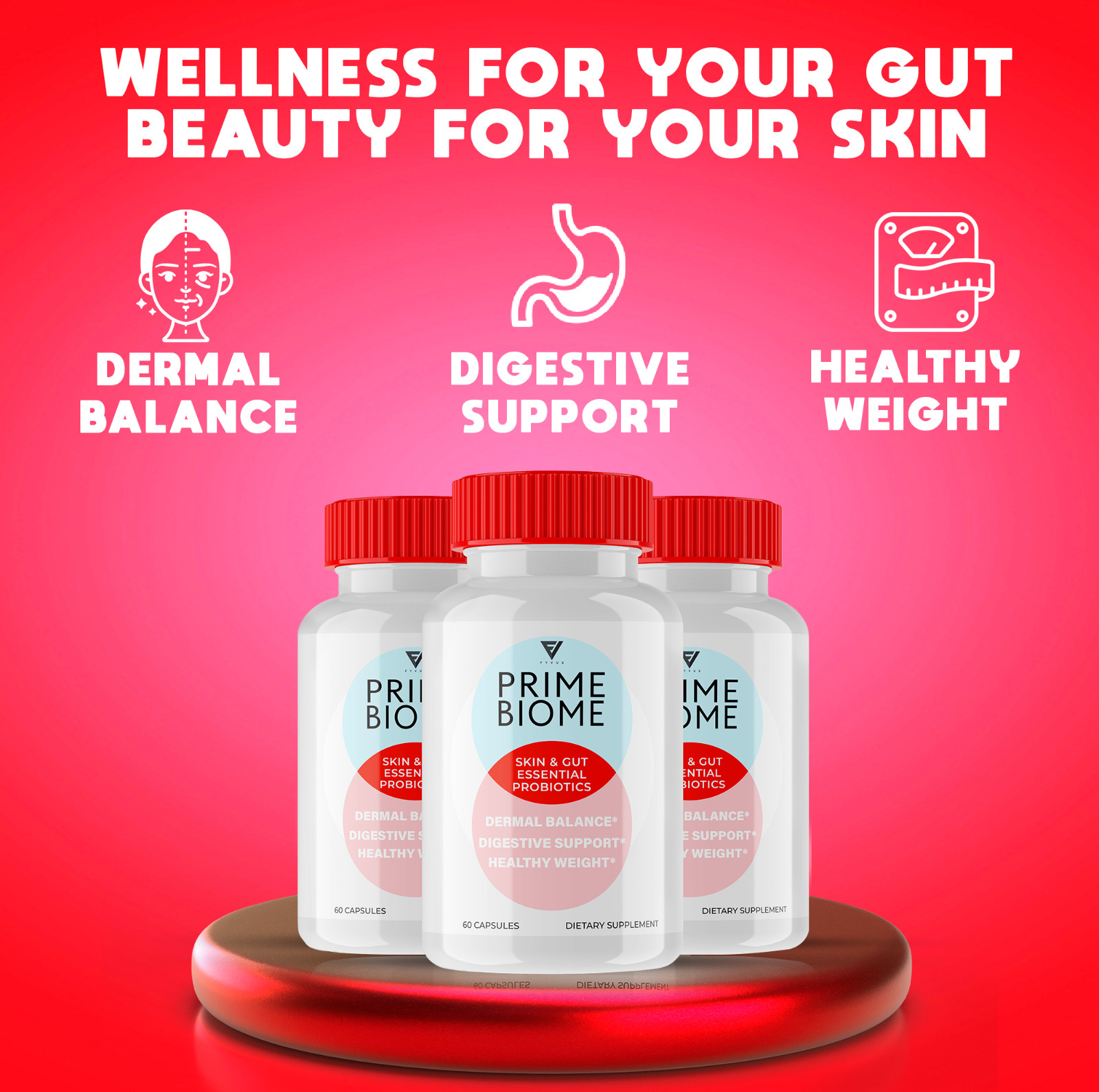 Prime Biome Probiotic Supplement PrimeBiome Capsules (60 Capsules)