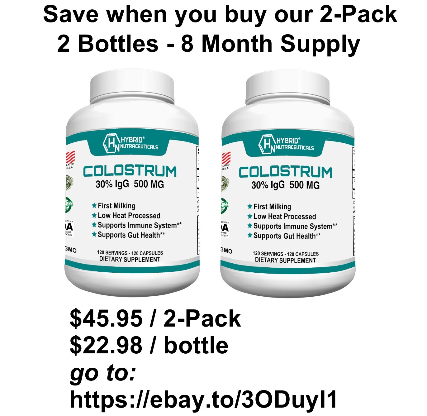 Bovine Colostrum Supplement – Lactoferrin, Healthy Immune Response: 30% IgG