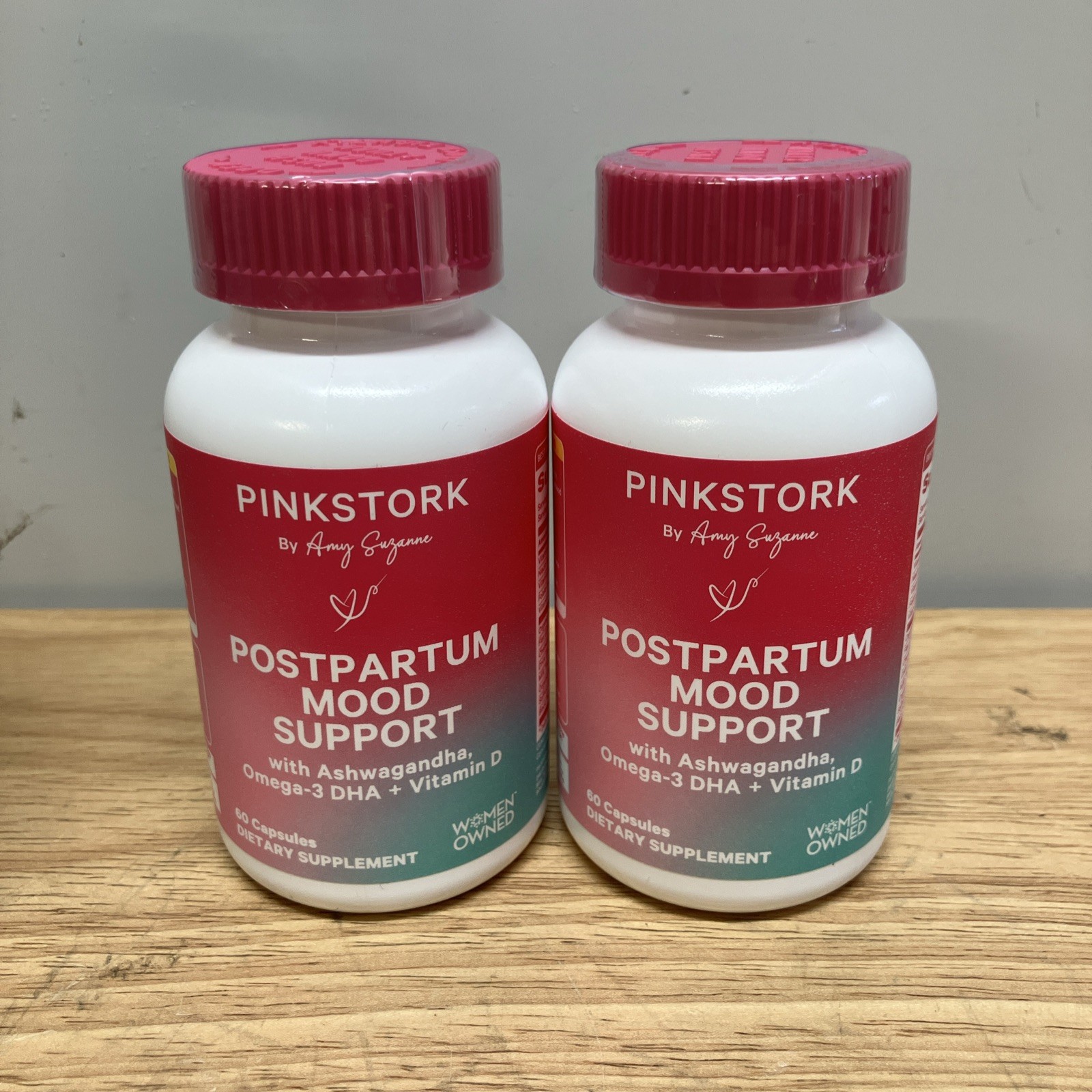 2x Pink Stork Postpartum Mood Support- Postnatal Hormone 60 Count Each 120 Total