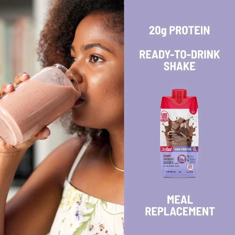 SlimFast 20g Ready To Drink Meal Replacement Shake Creamy Chocolate, 11oz, 12ct