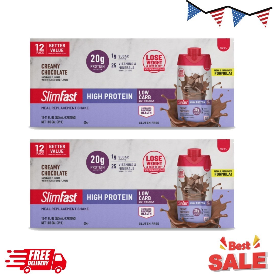 2P SlimFast High Protein 20g Ready To Drink Meal Replacement Shake Creamy Choco