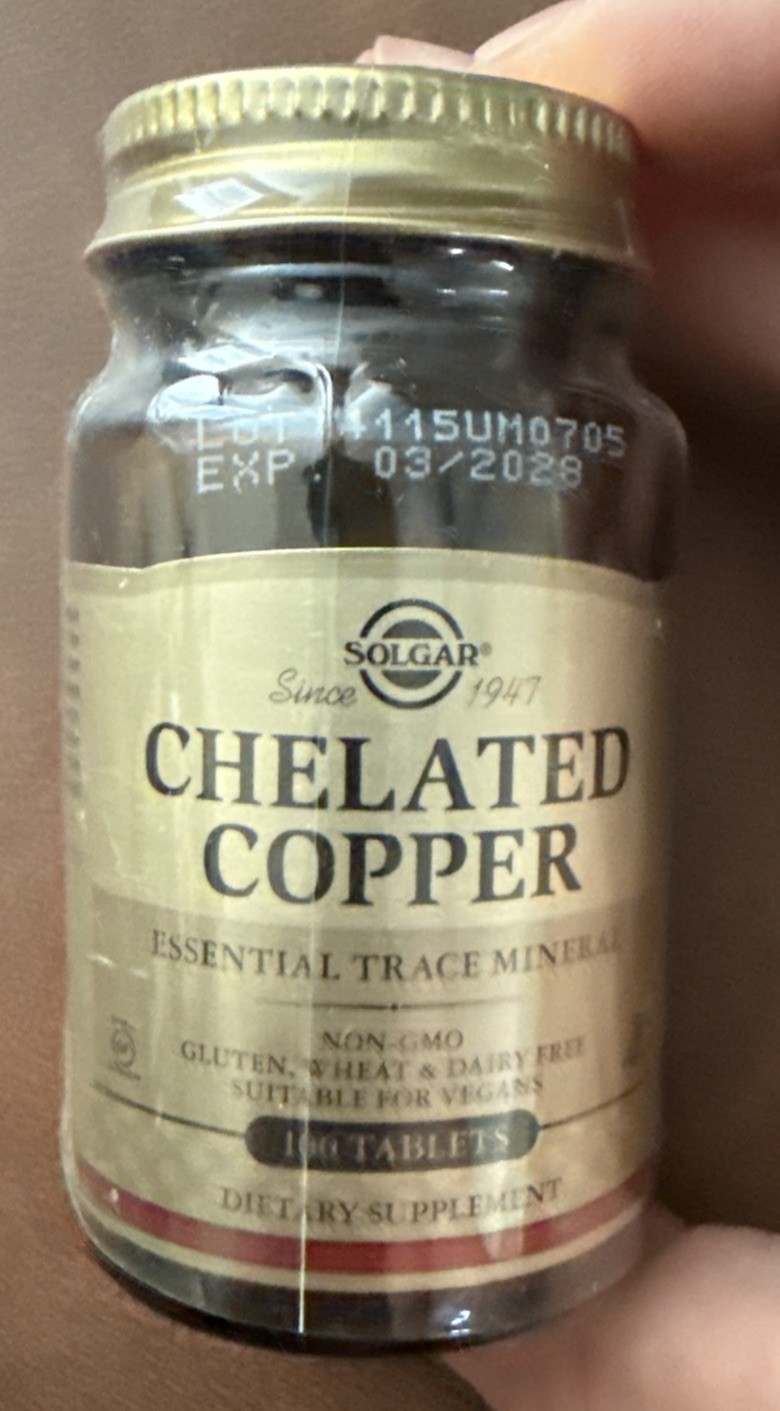 Solgar Chelated Copper 100 Tablets Exp 3/28