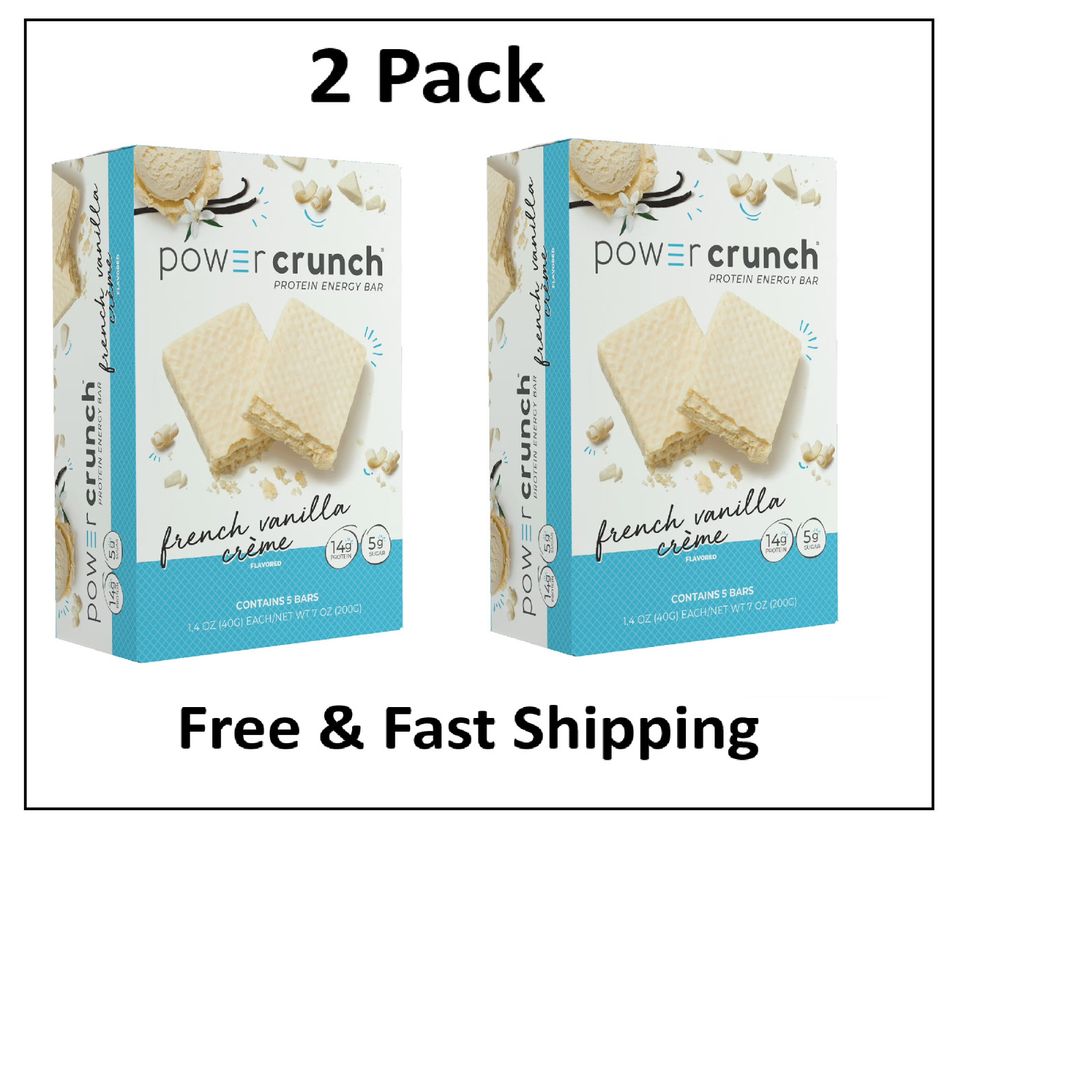 (2 pack) Power Crunch Original Protein Bars French Vanilla Cream 1.4 oz