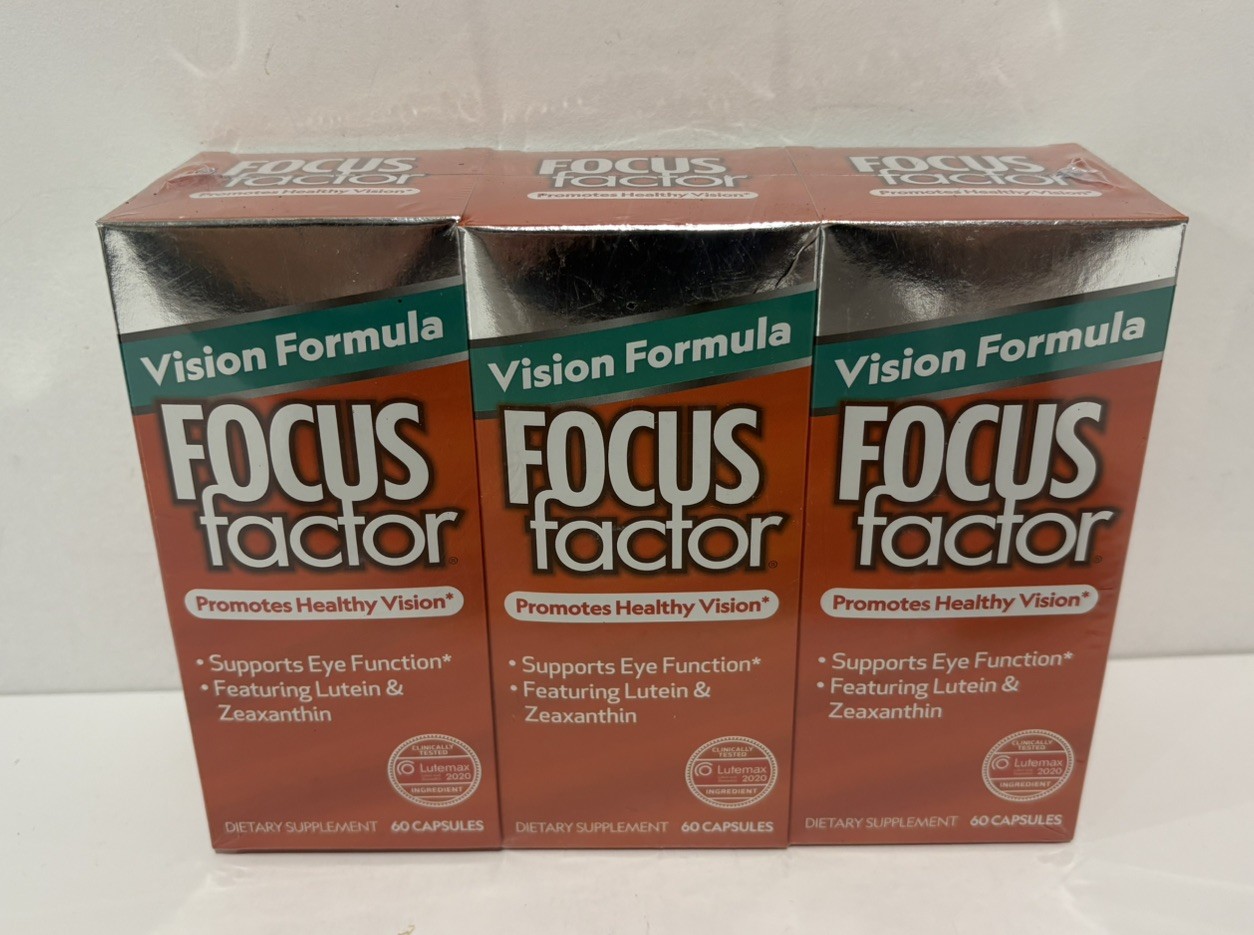 3x FOCUS FACTOR VISION FORMULA ~ Healthy Vision W/ Lutein & Zeaxanthin Exp 5/25