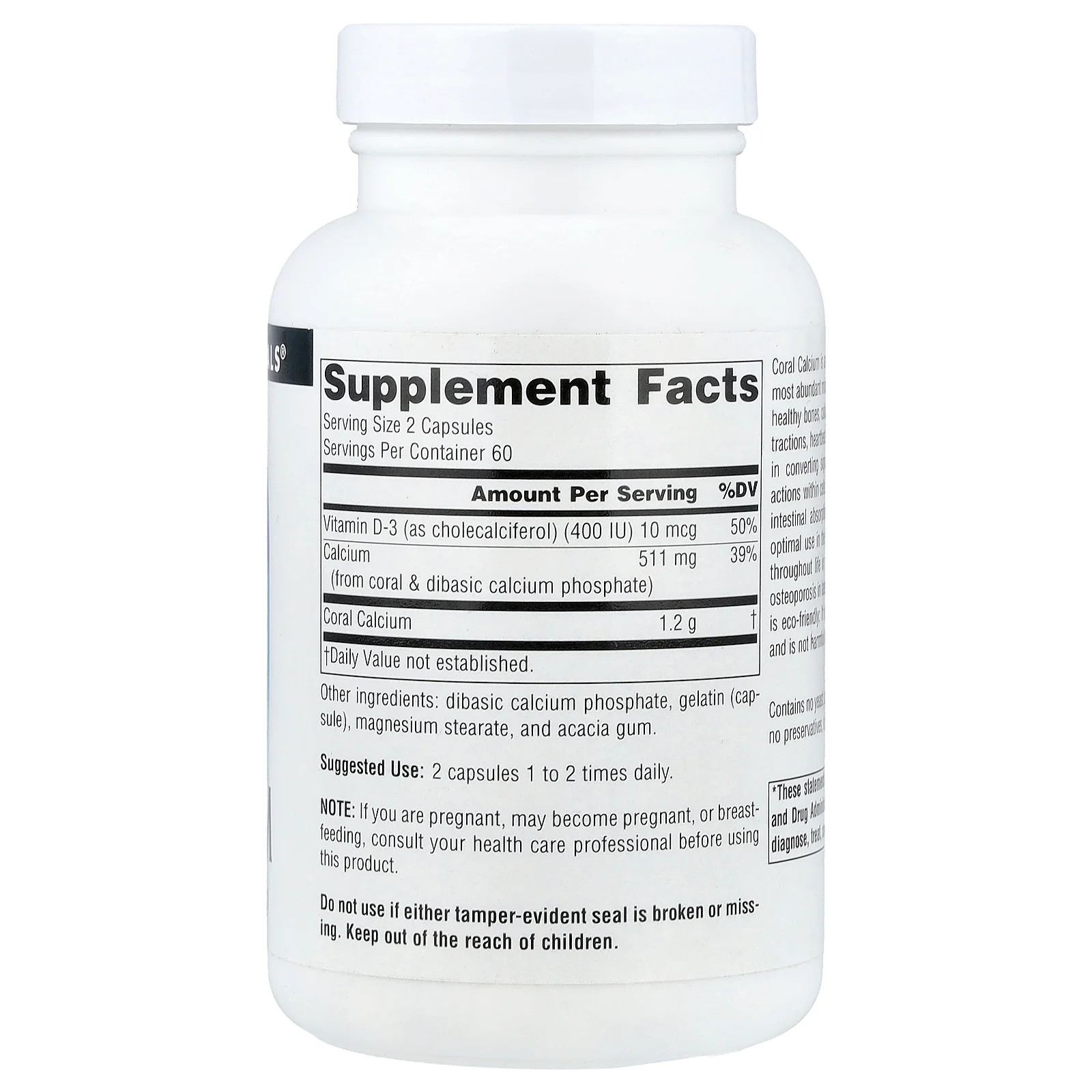 2 X Source Naturals, Coral Calcium, 120 Capsules (600 mg per Capsule)