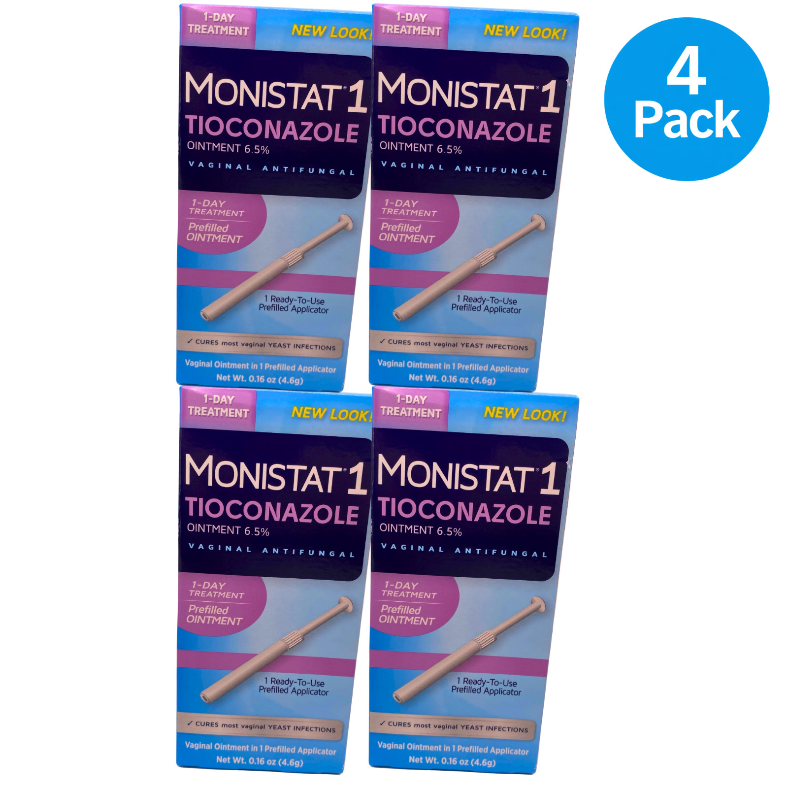 Monistat 1 Tioconazole Ointment 6.5% 0.16 oz 4 Pack New Exp 04/2027