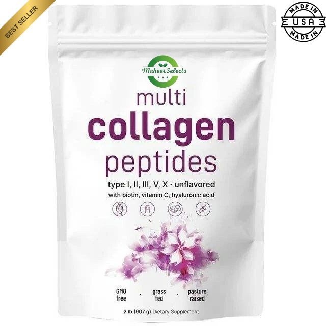 Multi Collagen Peptides Powder-Hydrolyzed Protein Peptides (Type l,l,ll,v,X) US
