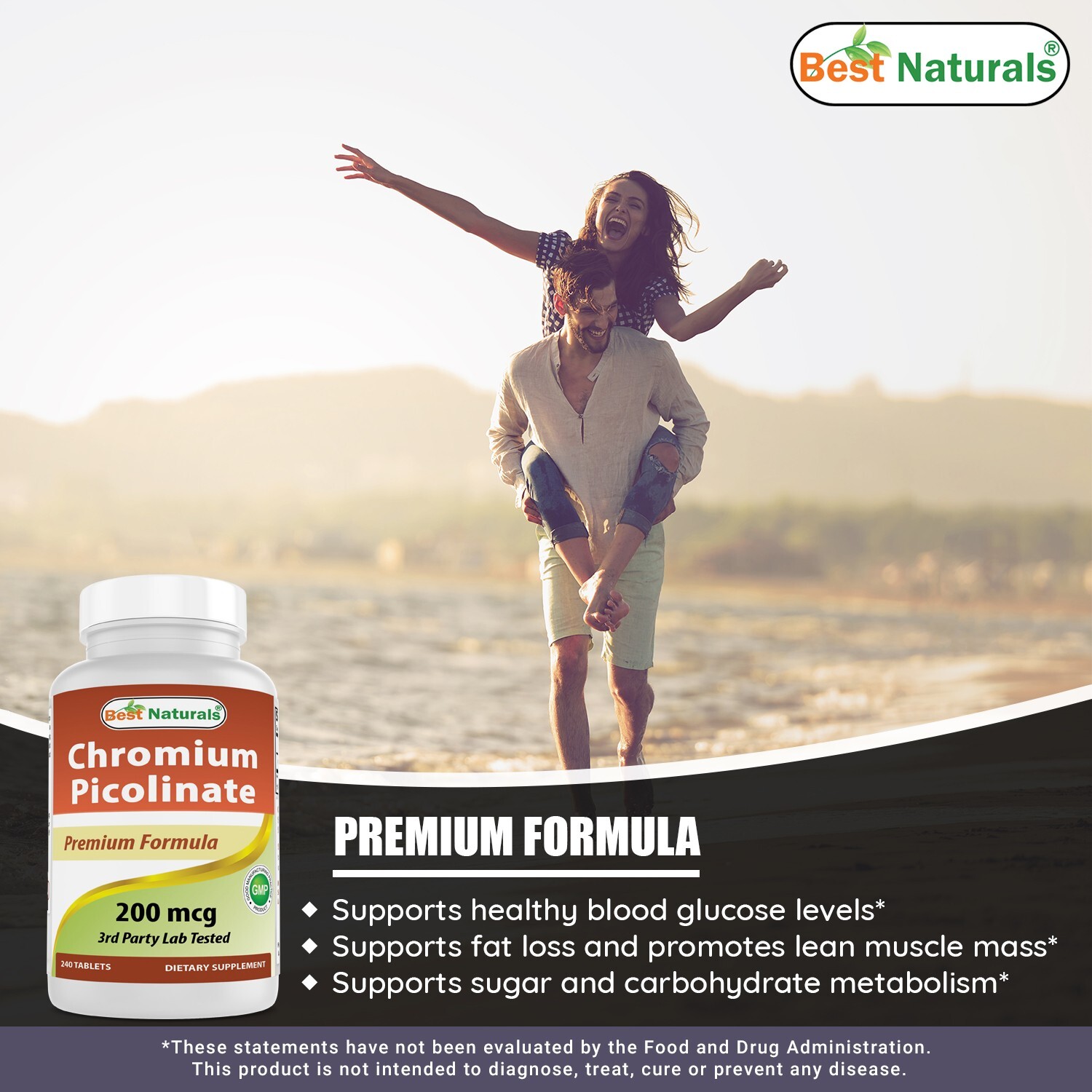 2 Pack Best Naturals Chromium Picolinate Tablet, 200 mcg, 240 Count