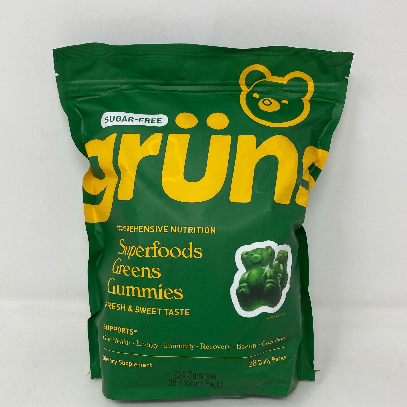 Grüns Superfoods Greens Gummies Sugar-Free 224ct (28 Packs) Green