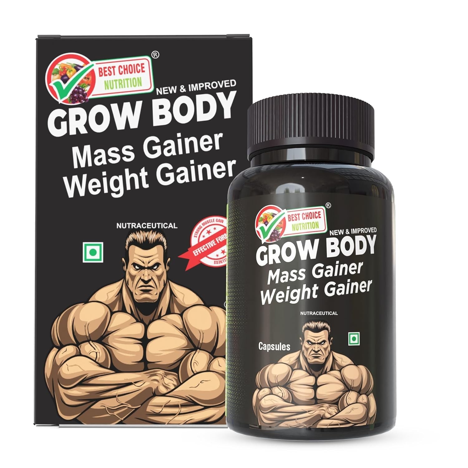 BODY GROW Fast Weight Gain Pills Muscle Gainer WEGHT GAIN 60 CAPSULES- Men USA