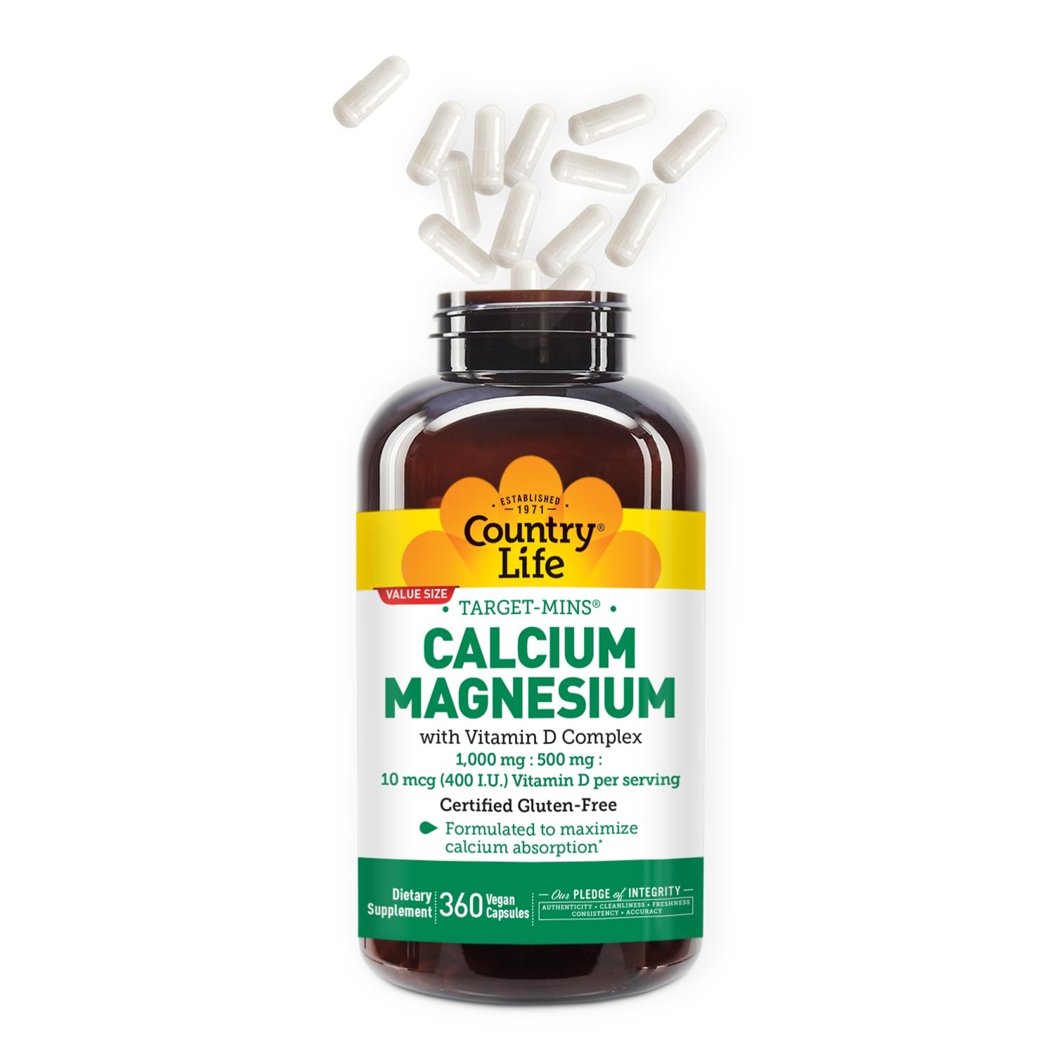 Country Life Target-Mins Calcium Magnesium with Vitamin 360 Count (Pack of 1)
